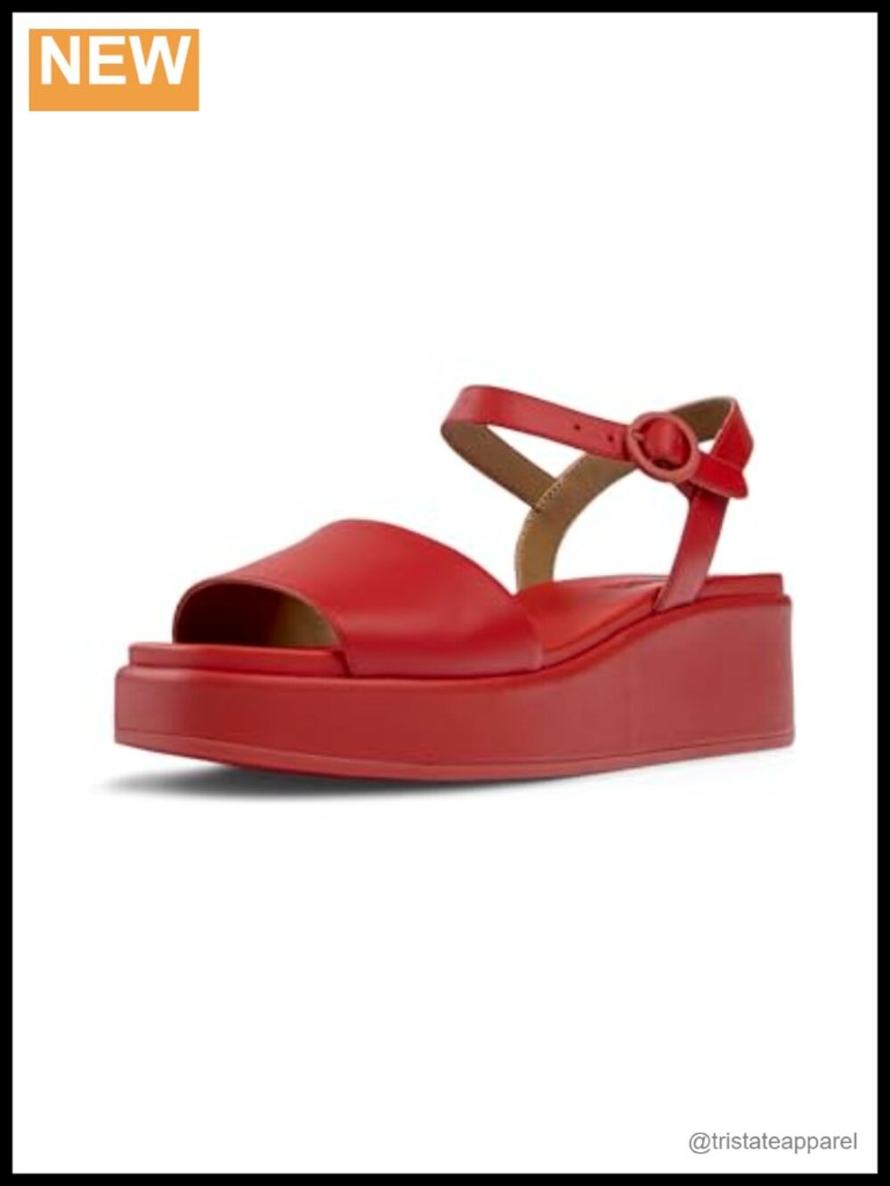 Full-Grain Leather Platform Wedge Sandals with Double Strap